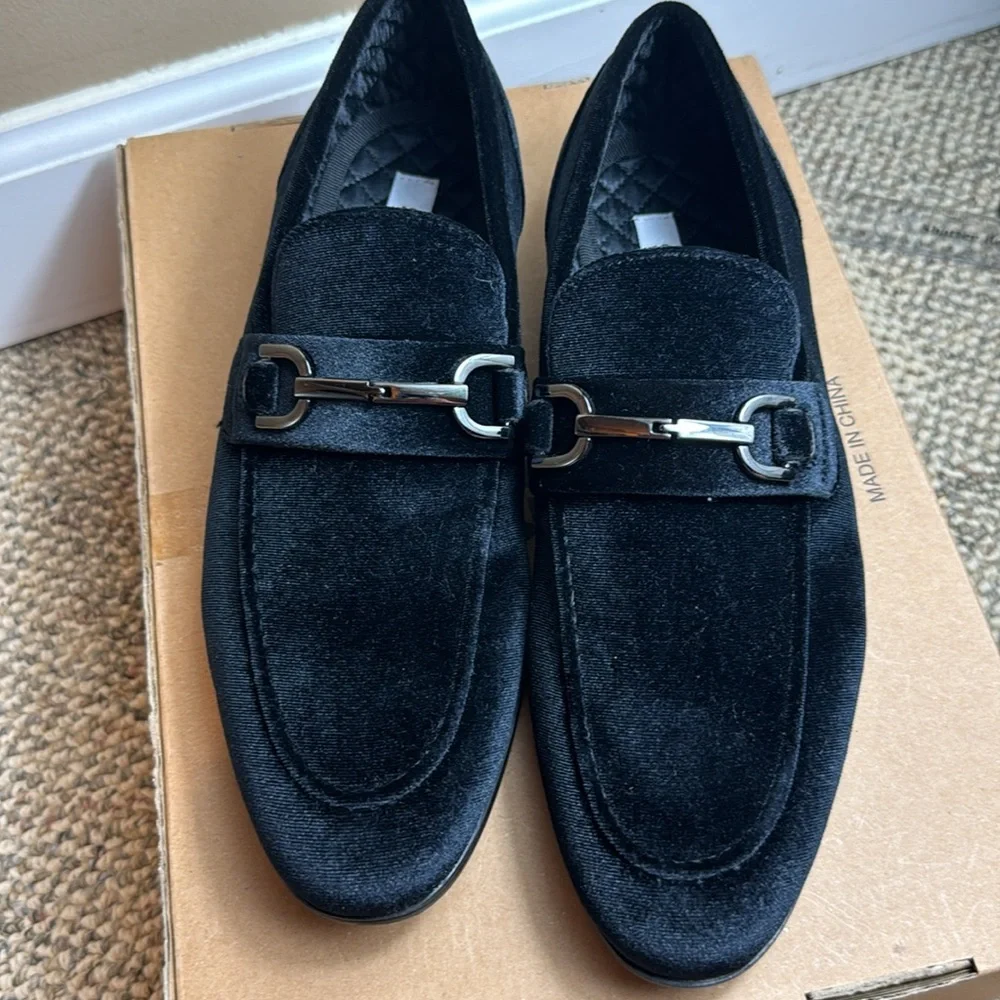 Steve Madden Black Velvet Bit Loafers - Picture 2 of 16